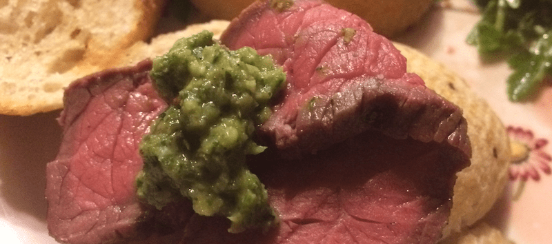 Argentine Steak with Chimichurri on&nbsp;Crostinis