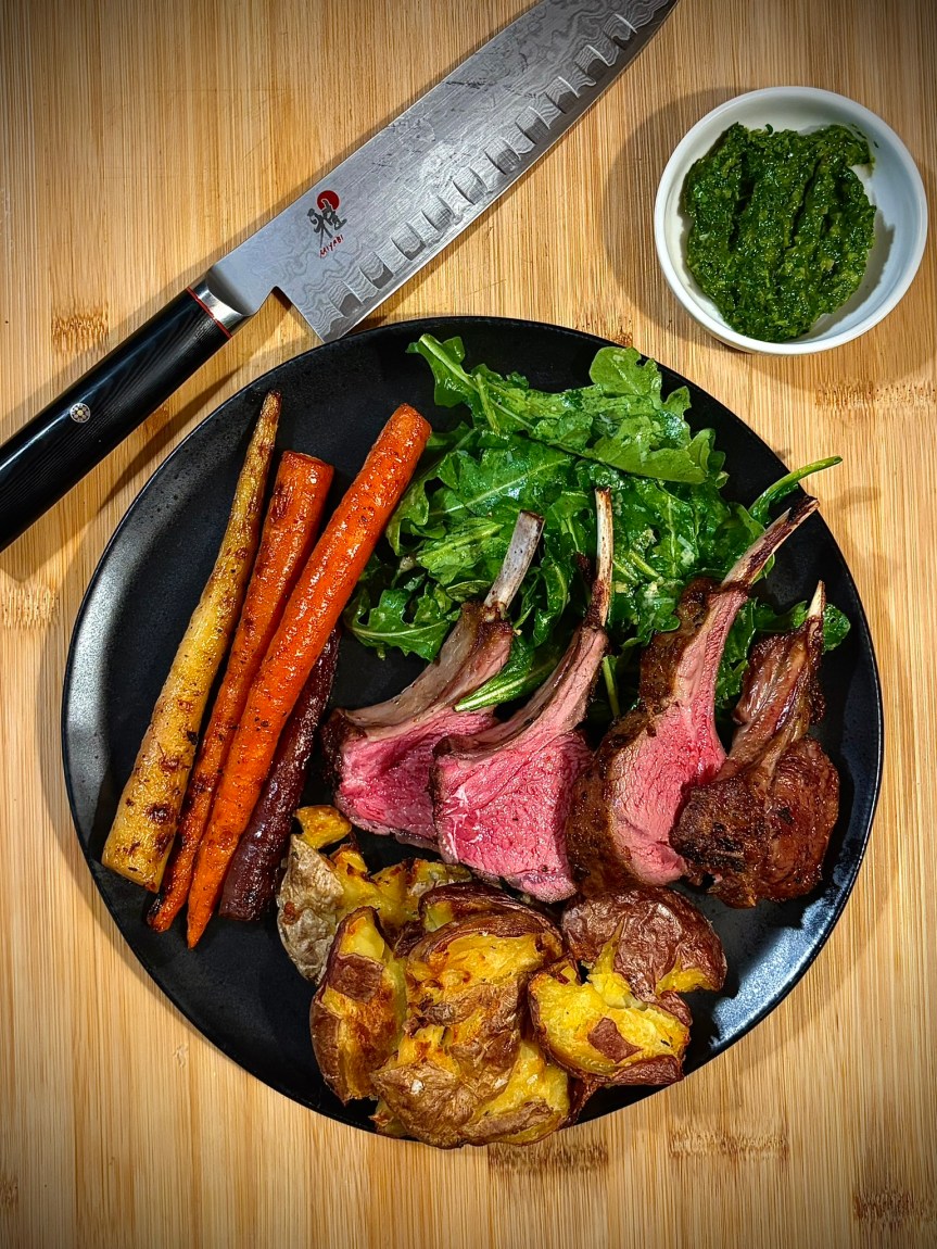 Pistachio-Herb Crusted Rack of Lamb with Parsley-Mint&nbsp;Chimichurri