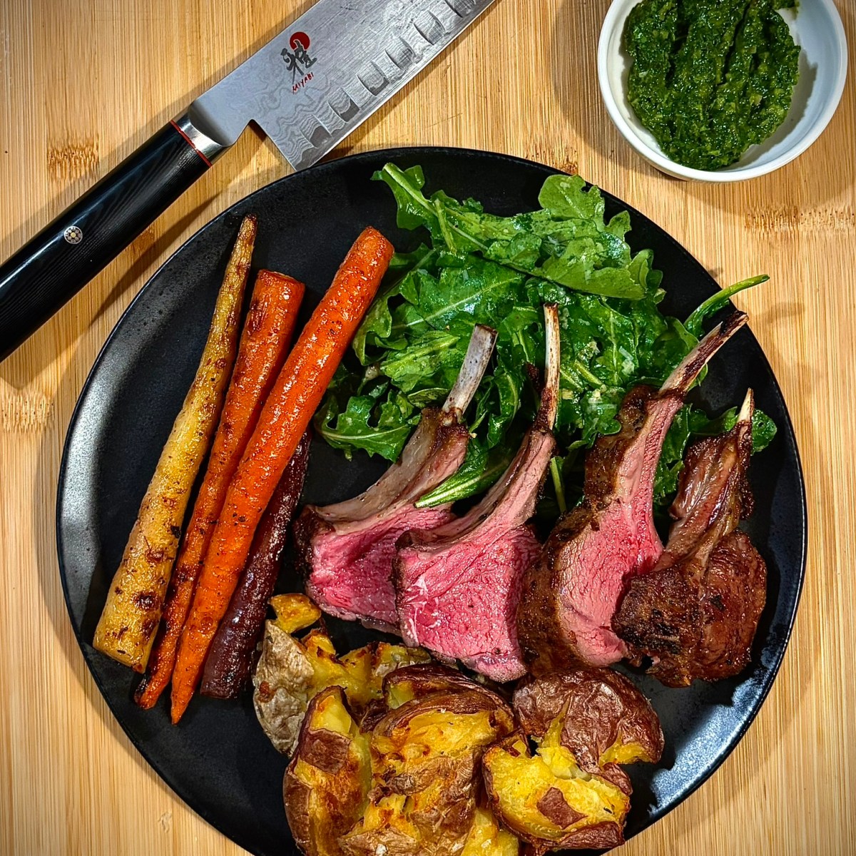 Pistachio-Herb Crusted Rack of Lamb with Parsley-Mint&nbsp;Chimichurri